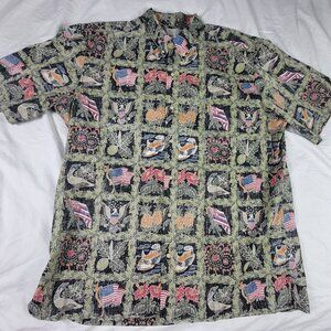 Reyn Spooner Dietrich Varez Mens 3XL 4th Of July Hawaiian Shirt America Outdoors